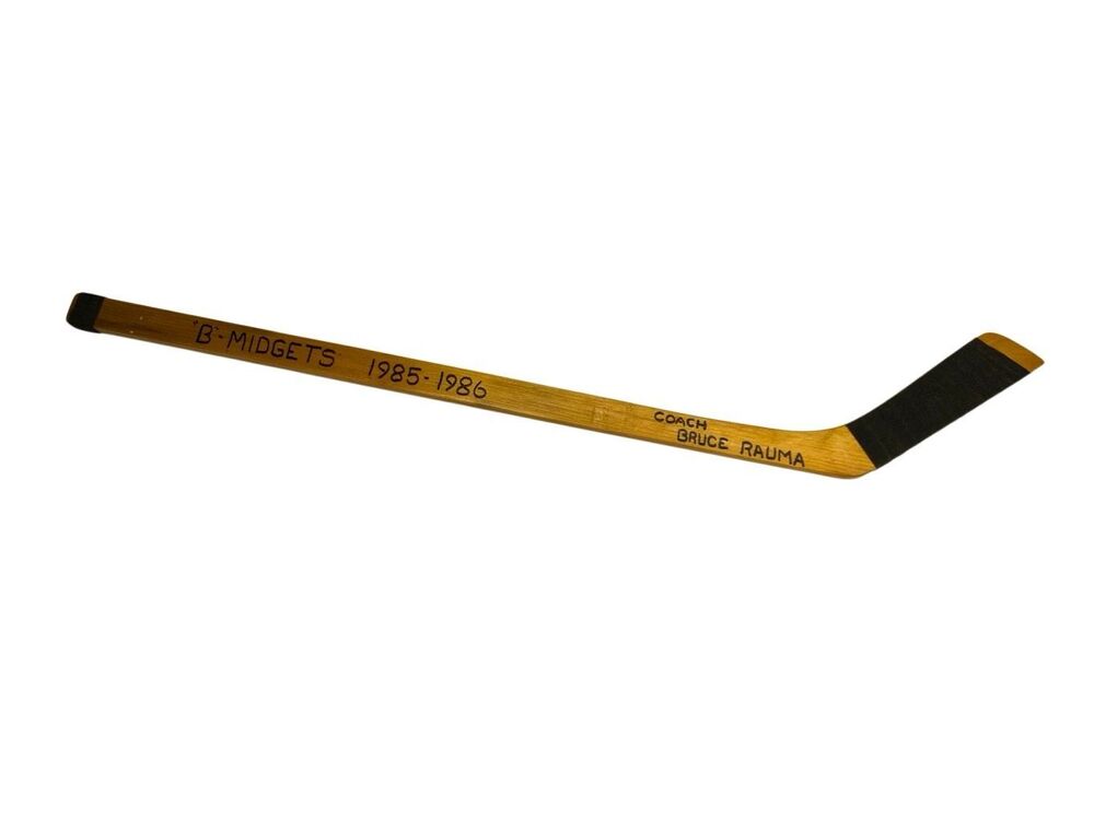 Vtg 1985 1986 Mini Hockey Stick Bruce Rauma B Midgets Team Sports Memorabilia